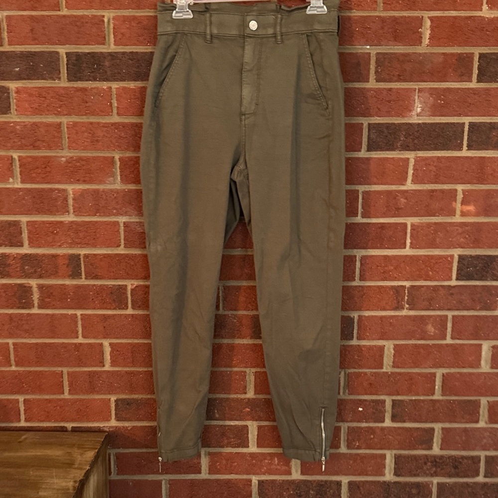 White House Black Market Khaki Zipper/Elastic Ankle
